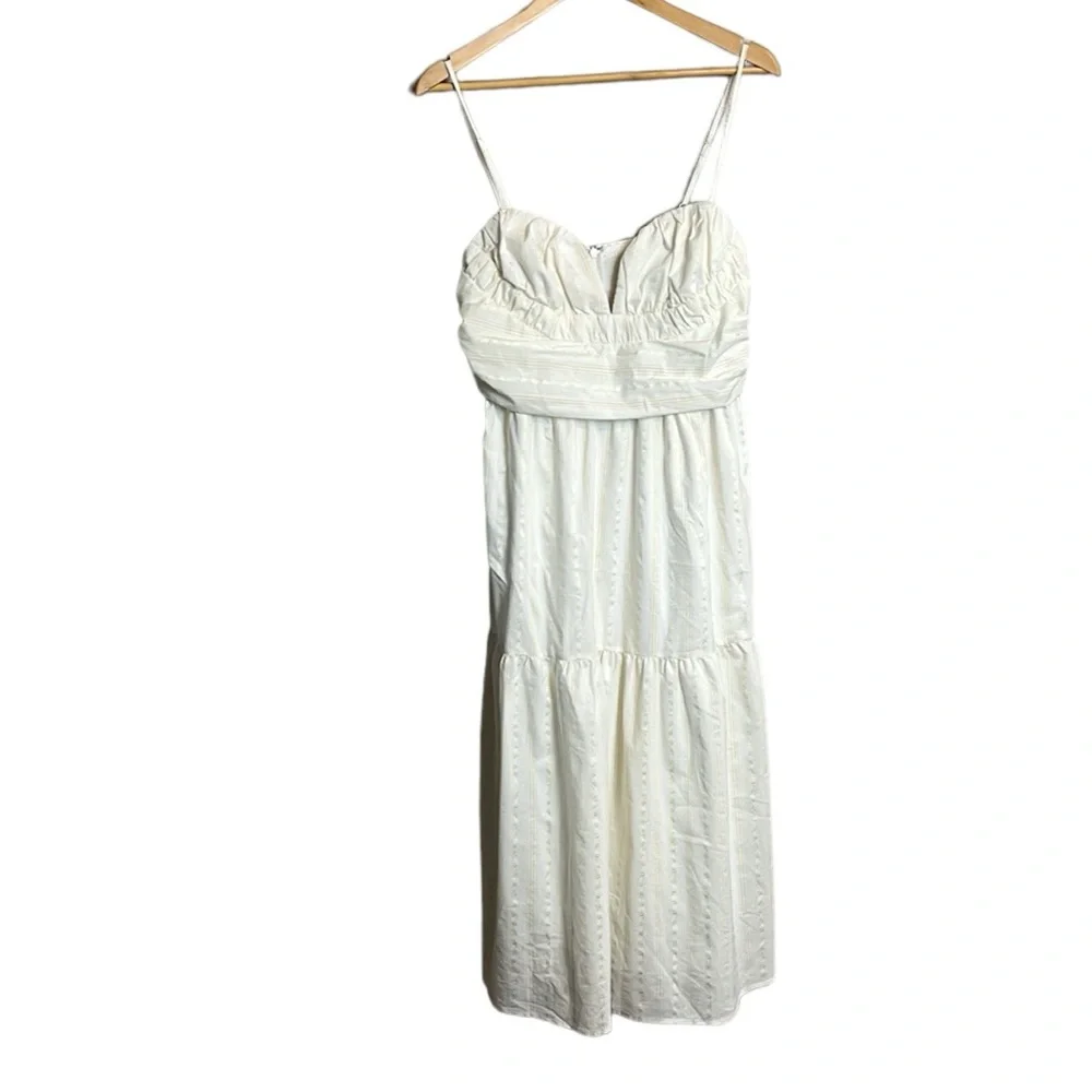 Moon River Spaghetti Strap Dress, Sweetheart, Empire Waist, White & Gold XL - Picture 4 of 11